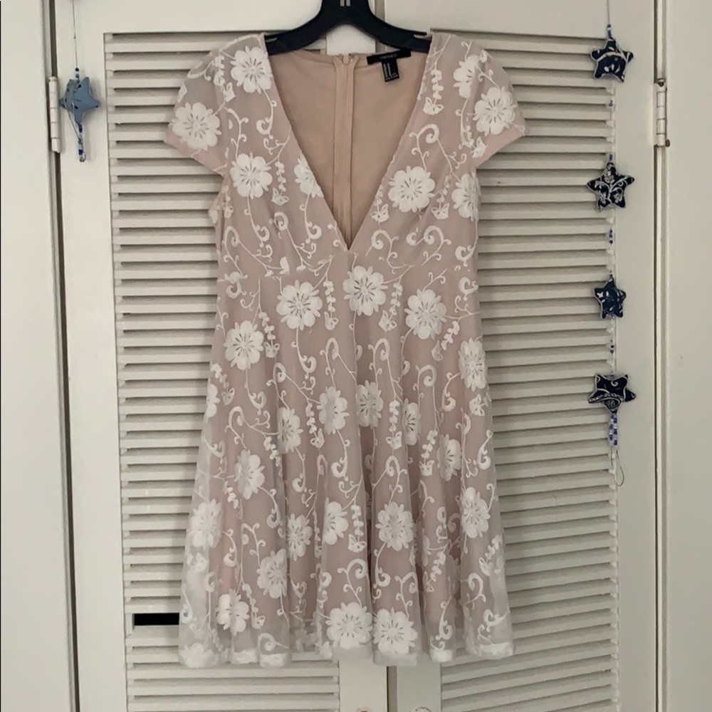 Champagne floral lace dress